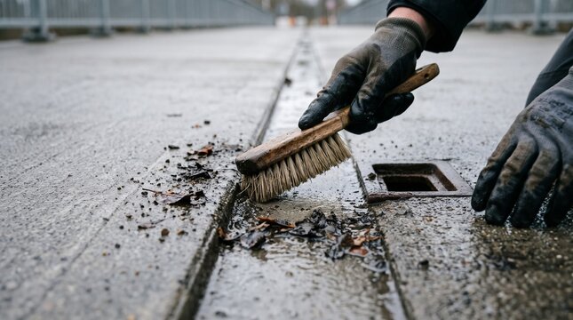 Clearing grit from a bridge deck drainage channel