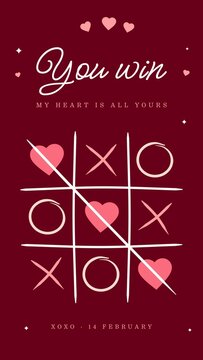 Valentine Script Stories / Hand Drawn Heart Game With Script Text for Playful Love Messages, Couple Greetings and Social Media / Vertical / Part 05