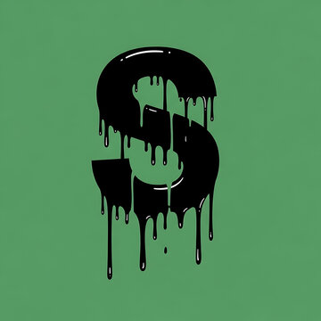 Dripping black dollar sign symbol.