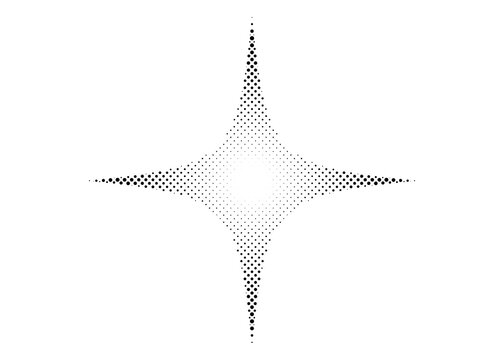 Halftone Sparkle Star on Transparent Background