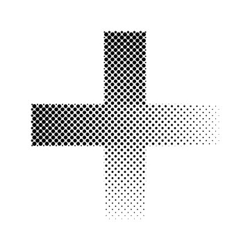 Halftone Plus Sign on Transparent Background