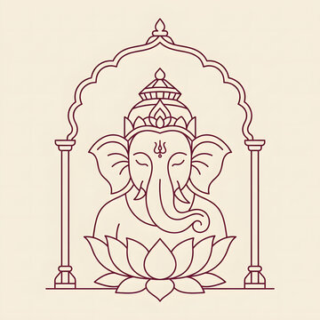 1. Modern Sacred Elephant Illustration with Delicate Monoline Strokes and Minimalist Composition