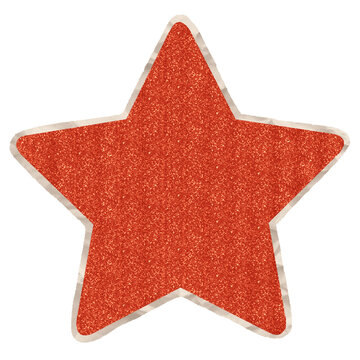 Sparkling Orange Glitter Star Ornament Isolated On A Clean White Background For Creative Projects. Ideal for Scrapbook, Journal, Craft, Creative Project or DIY