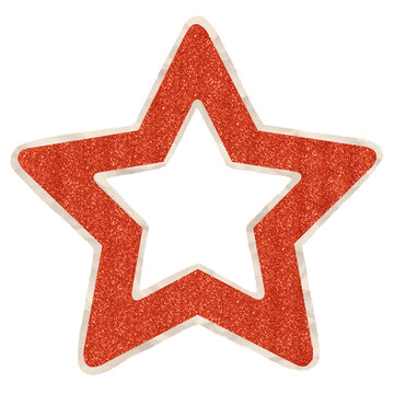 Sparkling Orange Glitter Star Shaped Frame Sticker Isolated On A White Background For Crafting. Ideal for Scrapbook, Journal, Craft, Creative Project or DIY