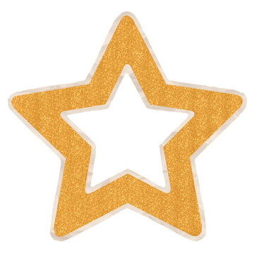 Sparkling Golden Glitter Star Shape Cutout Isolated On A Transparent Background For Crafts Projects