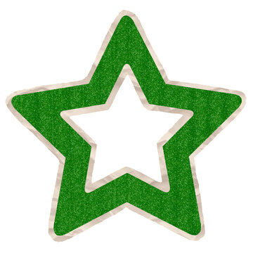 Green Glitter Star Frame Shape With Textured Edges Isolated On A White Background For Scrapbooking. Ideal for Scrapbook, Journal, Craft, Creative Project or DIY