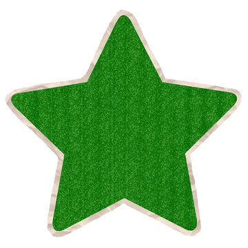 Textured Green Paper Star Shape With A White Edge Isolated On A Plain Transparent Background. Ideal for Scrapbook, Journal, Craft, Creative Project or DIY