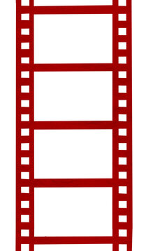 Vertical Red Film Strip Border Isolated On White Background. Ideal for Scrapbook, Journal, Craft, Creative Project or DIY