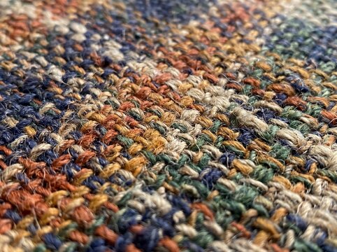 Colorful Woven Fabric Texture Macro Shot of Multi Colored Threads and Fibers