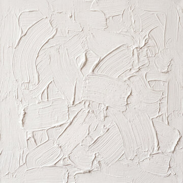 Canvas with white minimalist painting - big brushstrokes
