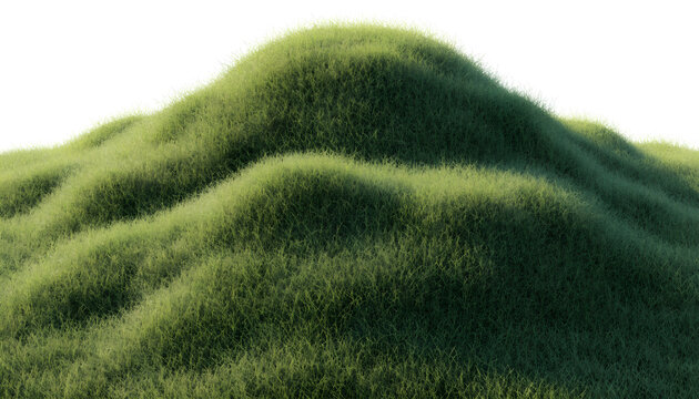 Green grass mound isolated on transparent background for landscape and garden design projects