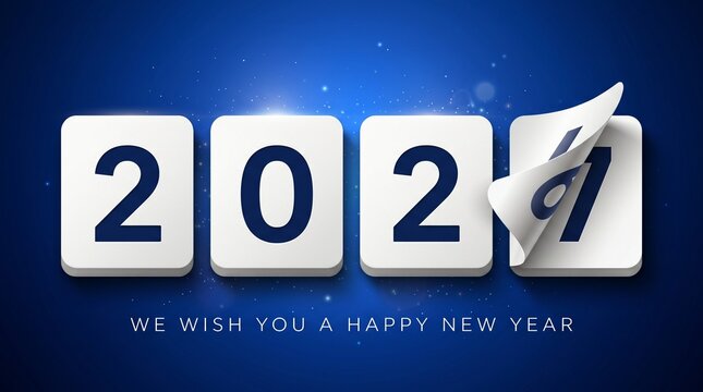 2027 New Year background 2027 with a peeling page effect and subtle glowing light particles.