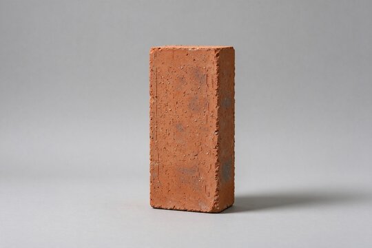 Single Red Brick, Simple Rectangular Block Rough Clay Texture