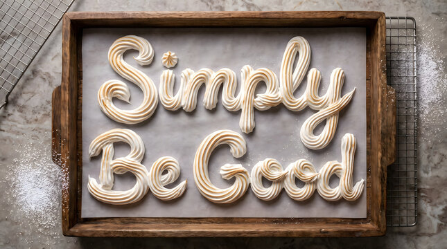 Piped White Meringue Pastry Typography Quote