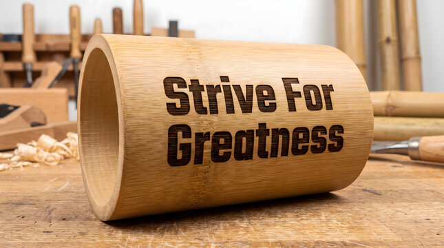 Laser Engraved Bamboo Wood Cylinder Typography