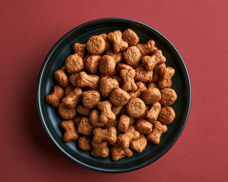 dry dog ​​food on a black plate