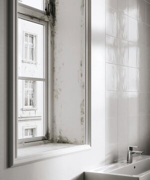 increased humidity and mold near the window in the bathroom