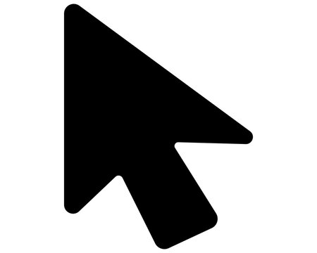 Simple black mouse cursor arrow pointing diagonally with pointer computer interface user interaction white web design selection navigation technology minimalist software