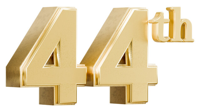 Metallic gold number 44th for anniversary