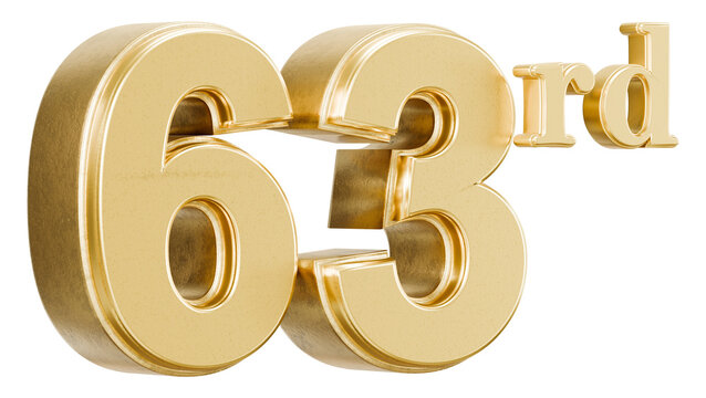 Gold 3D number 63rd for anniversary celebration