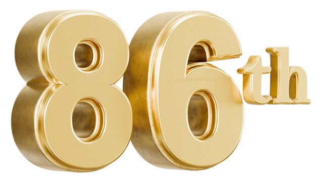 Gold 86th number for anniversary or birthday