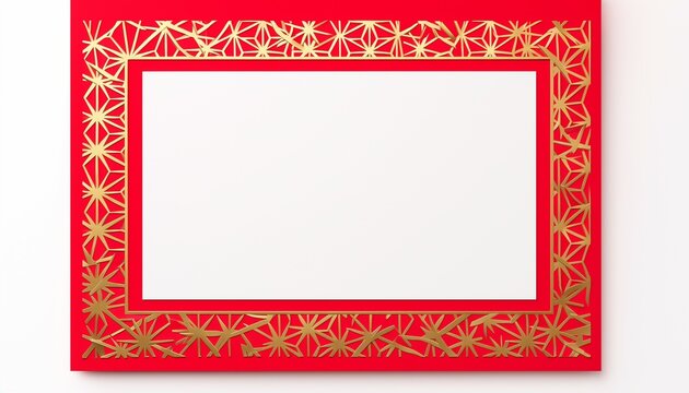Red card with gold asanoha pattern border and blank white center