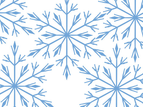 Seamless pattern of delicate blue snowflakes on dark background