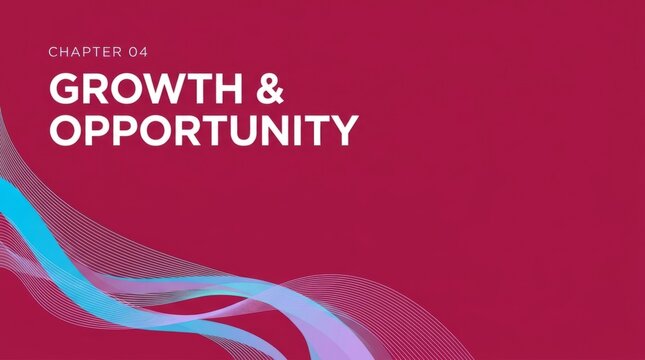 Growth and opportunity business presentation text on red background